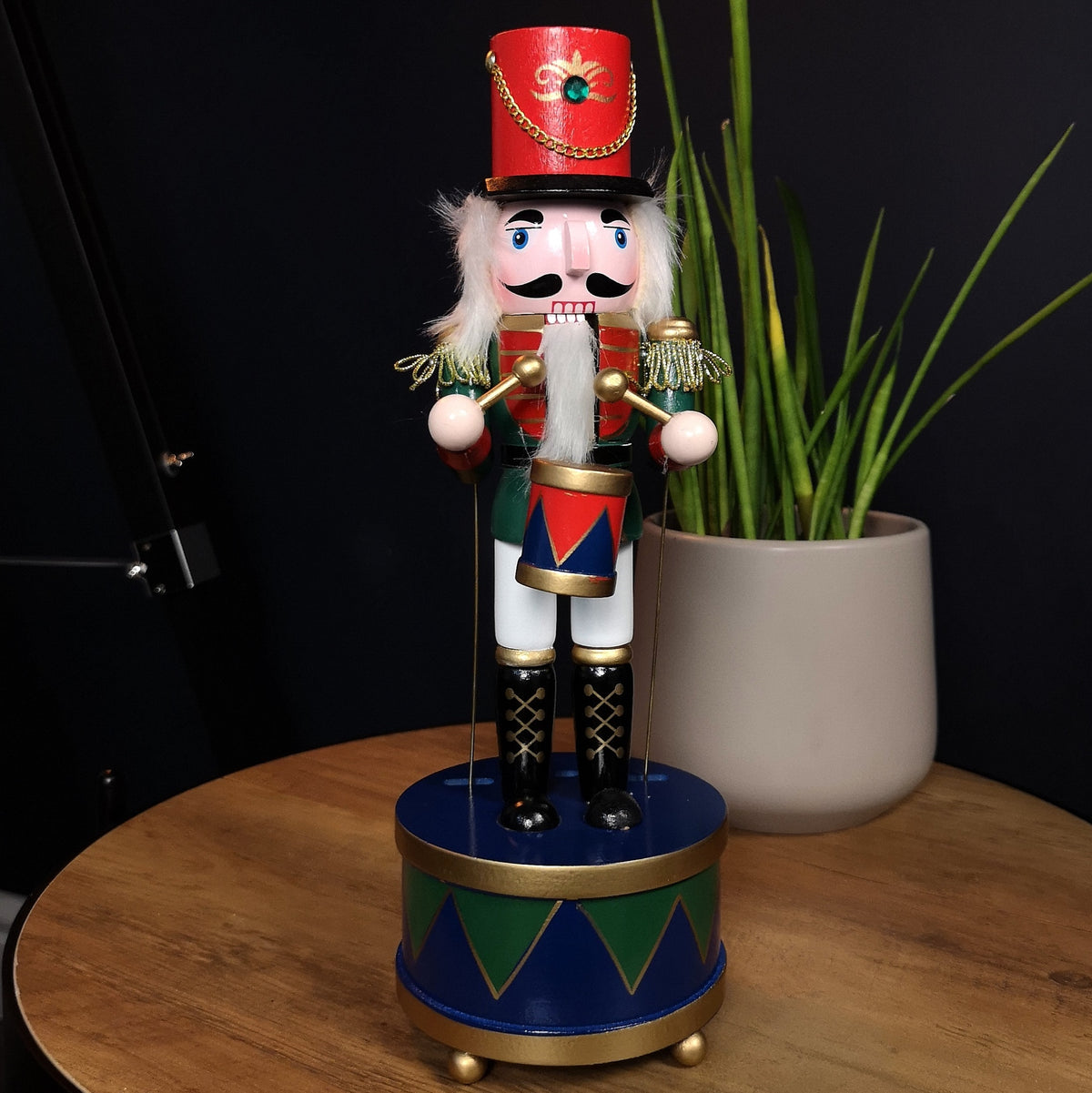 30cm Musical Christmas Drummer Wooden Nutcracker Decoration