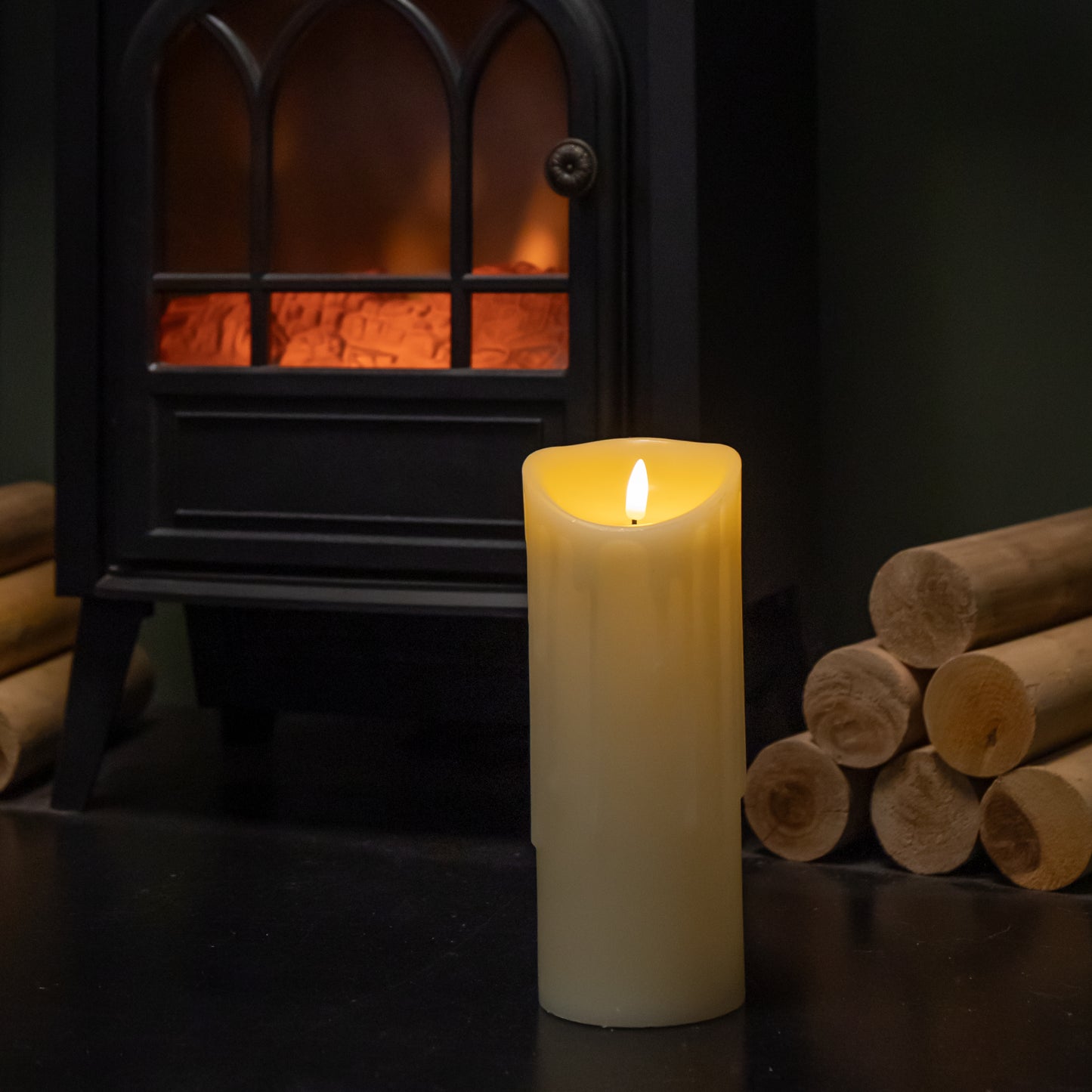 23cm LED Flickabrights Melted Edge Battery Candle in Warm White 