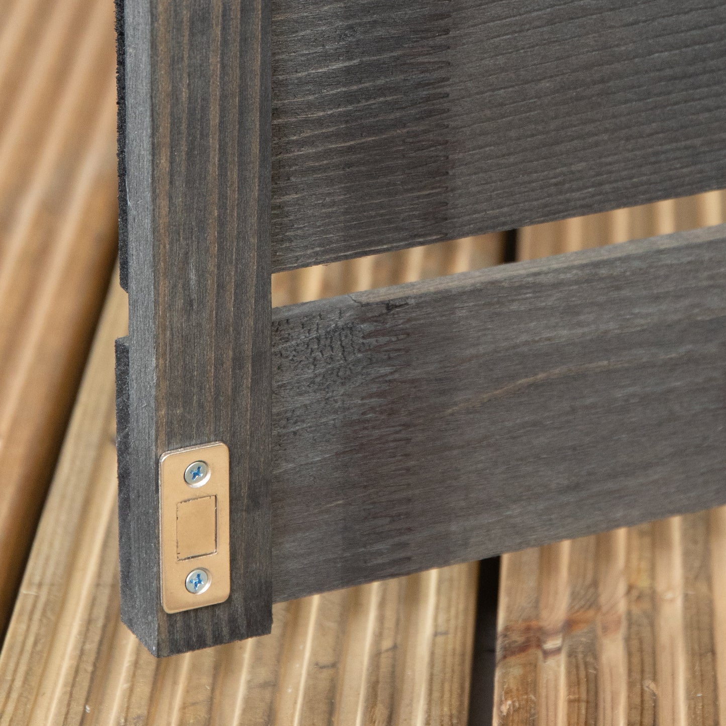 2.15m x 1.16m Outdoor Wooden Garden Triple Wheelie Bin Store Storage for 3 Bins in Dark Grey