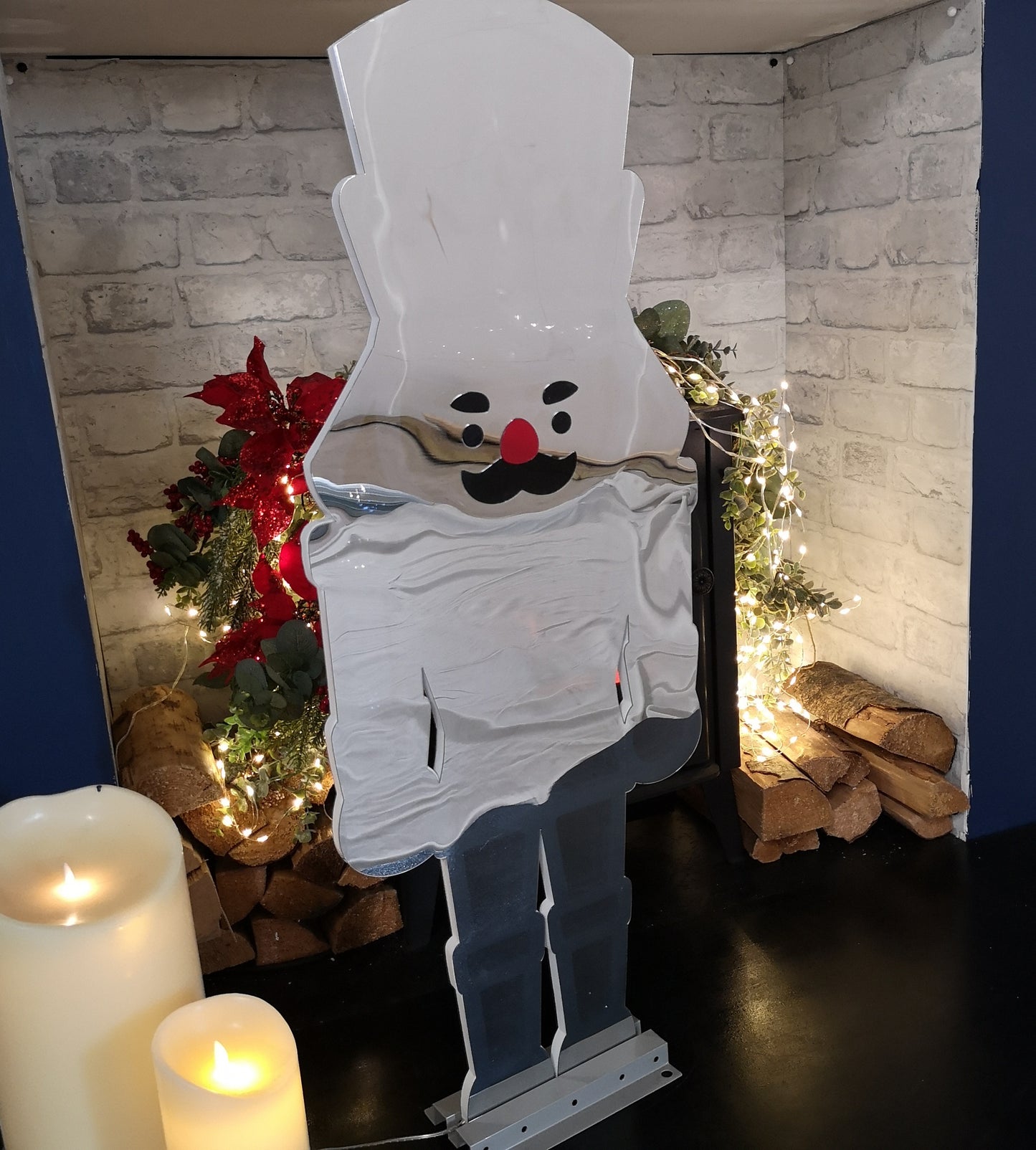 74cm LED Infinity Light Nutcracker - Red & White