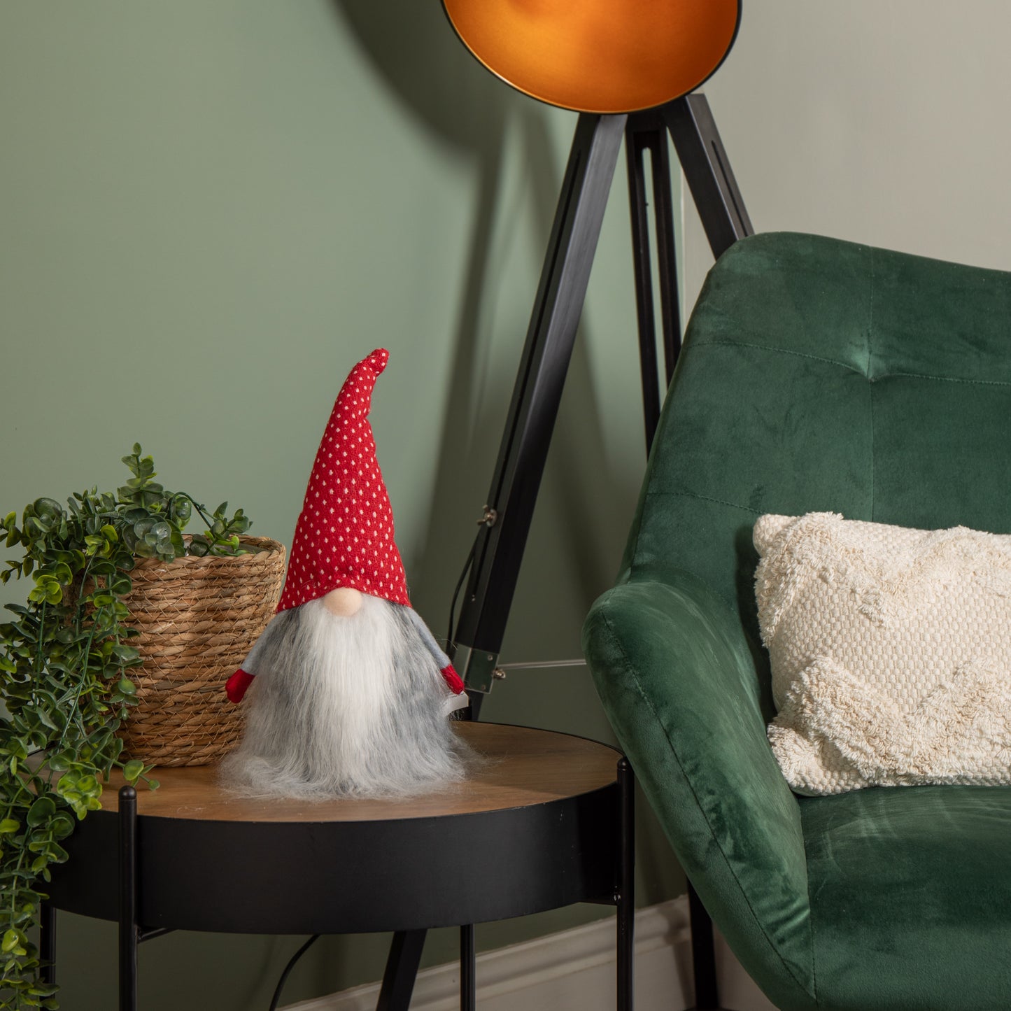 34cm Festive Gonk Cuddly Santa Indoor Christmas Plush Decoration in Spotty Hat