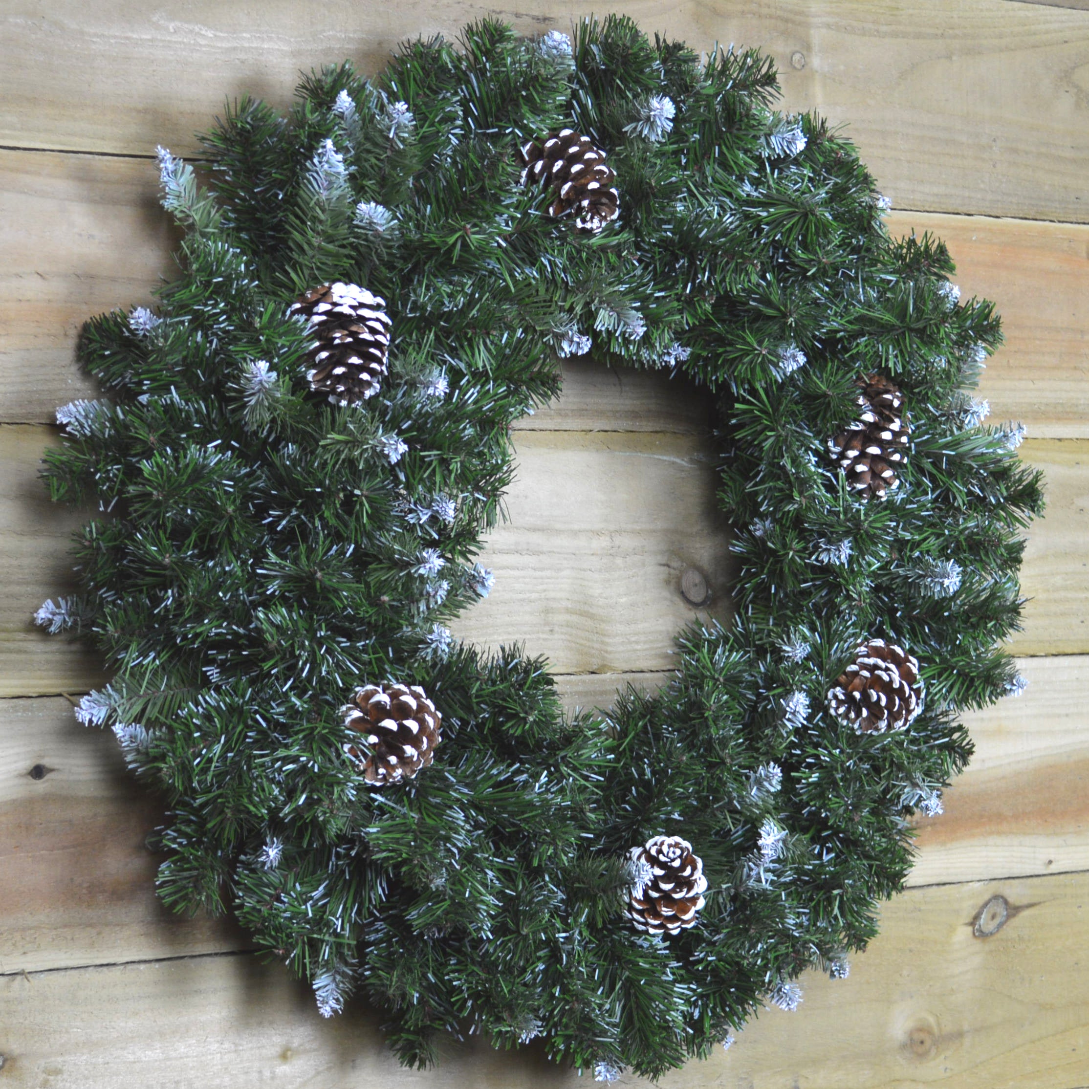60cm Snow King Fir Green Christmas Wreath with Pine Cones