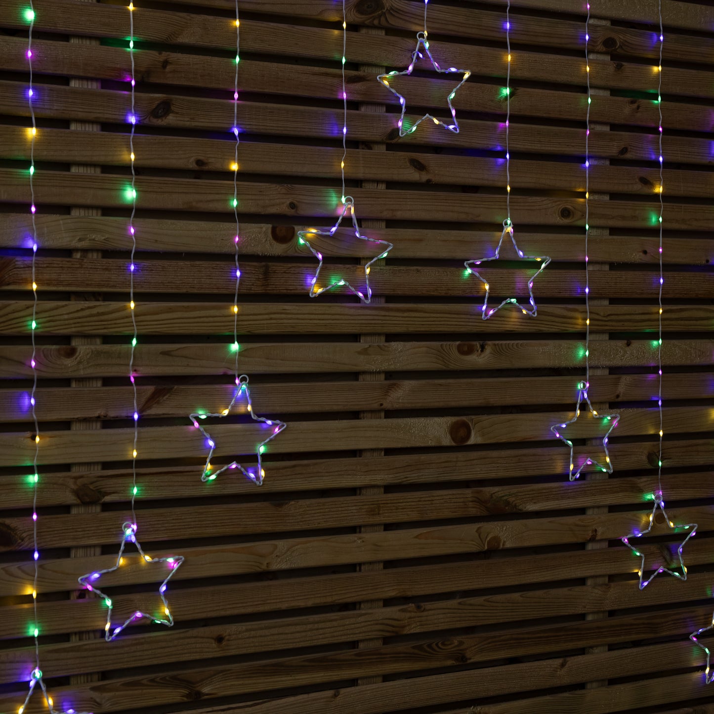 1.2m Light up Star Curtain Christmas Lights with Multi-Coloured LEDs