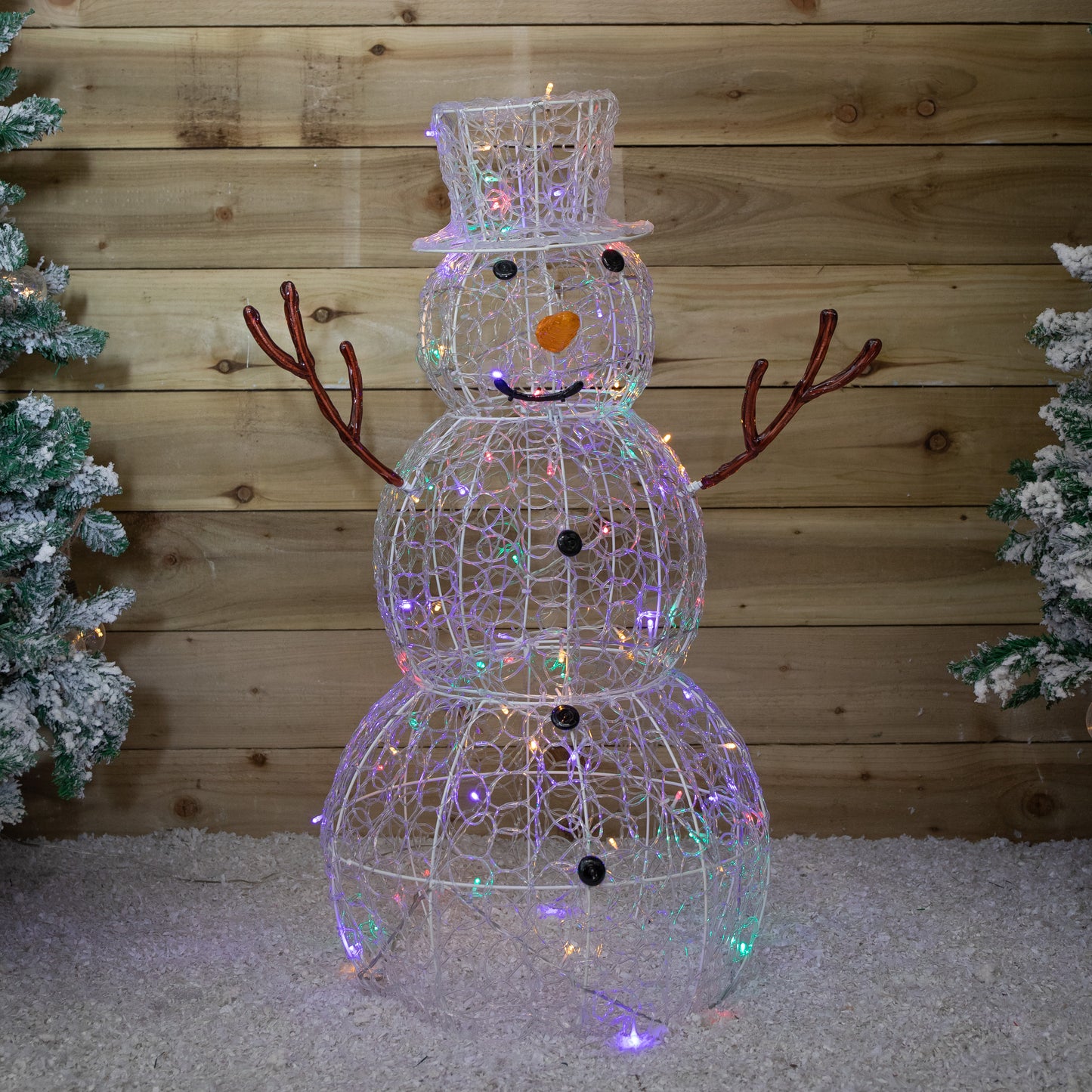 90cm Light up Soft Acrylic Christmas Snowman with 80 Multi-Coloured LEDs