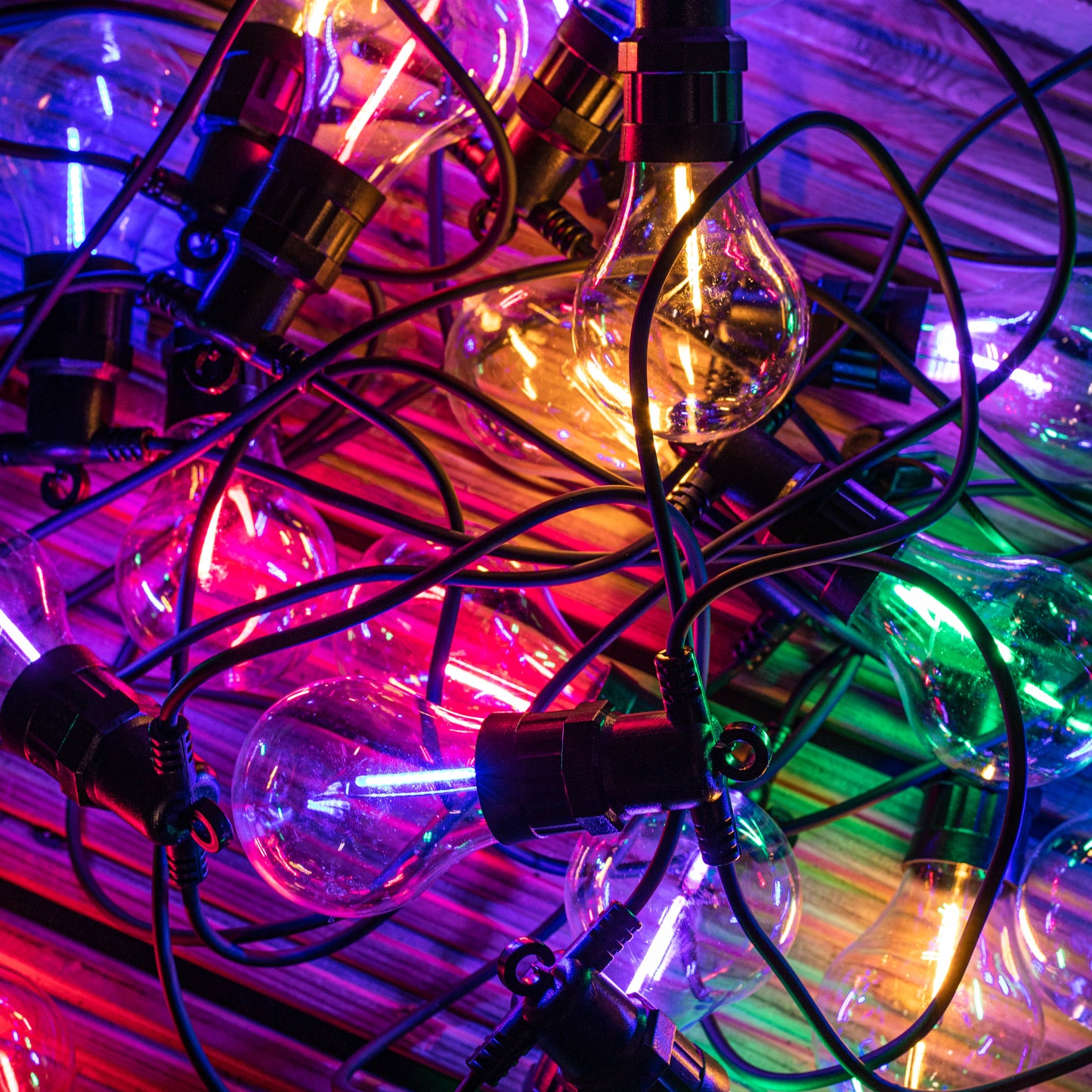 Set of 10 Indoor Outdoor Connectable Festoon Lights with Multi-Coloured LEDs