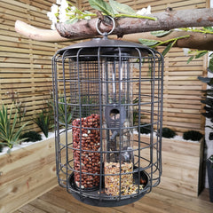 Squirrel Resistant Heavy Duty Trinity Bird Feeder Garden Wild Bird Hanging Metal Seed Fat Ball and Peanut Feeder