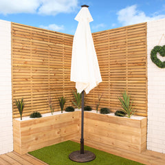 2.7m Solar Powered Light Up LED Crank & Tilt Garden Patio Parasol in Cream