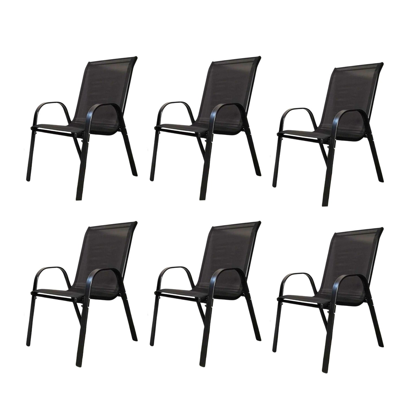 Factory Seconds: Set of 6 Outdoor Garden Patio Textilene Furniture Chairs in Black