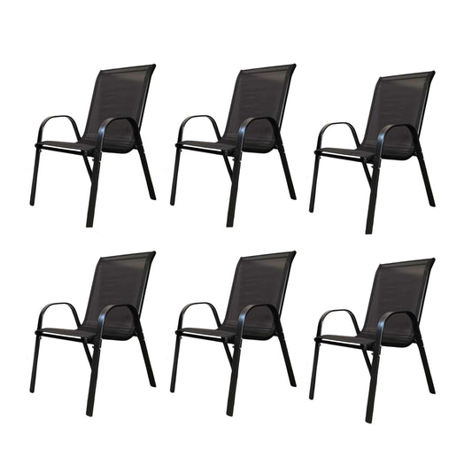 Factory Seconds: Set of 6 Outdoor Garden Patio Textilene Furniture Chairs in Black