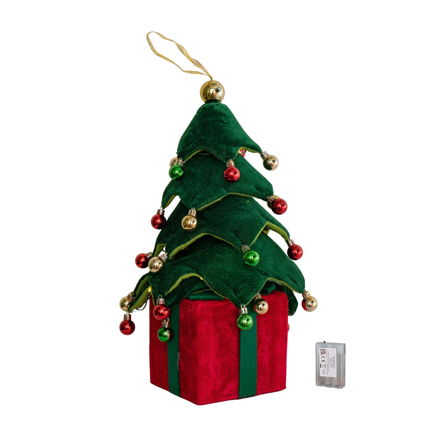 49cm Battery Powered Light up Christmas Tree with Baubles and Warm White LEDs