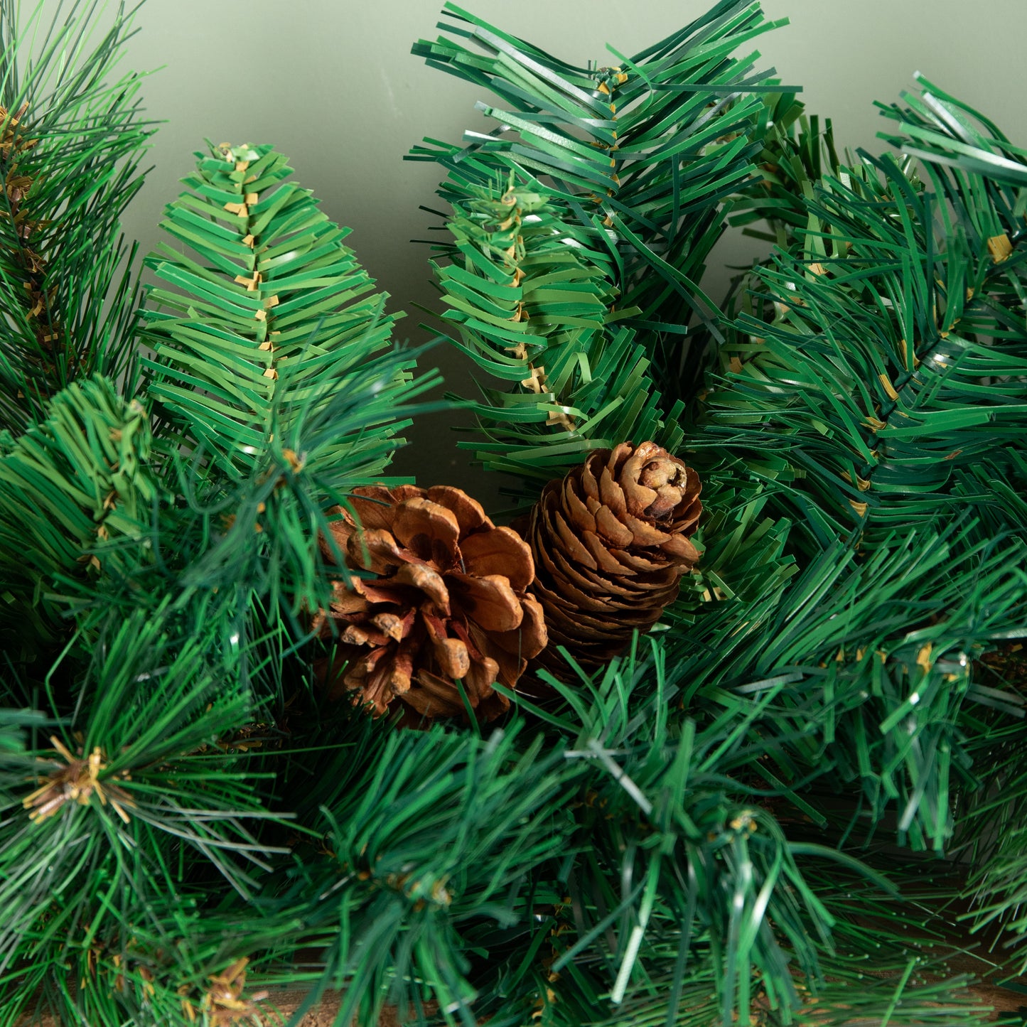 2.7m Green Christmas Garland with Pine Cones and Mixed Needles