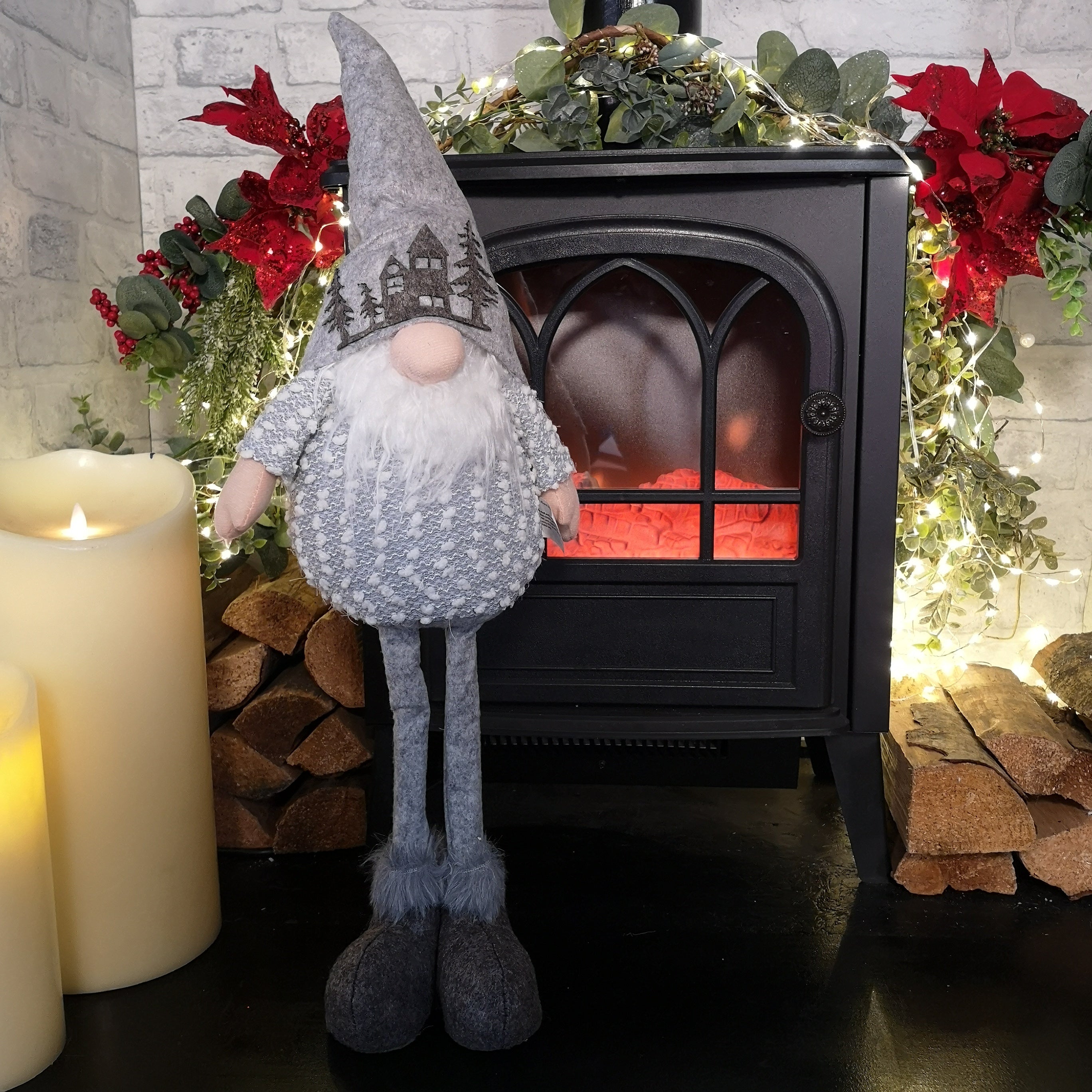 64cm Christmas Standing Gonk Decoration with Grey Hat