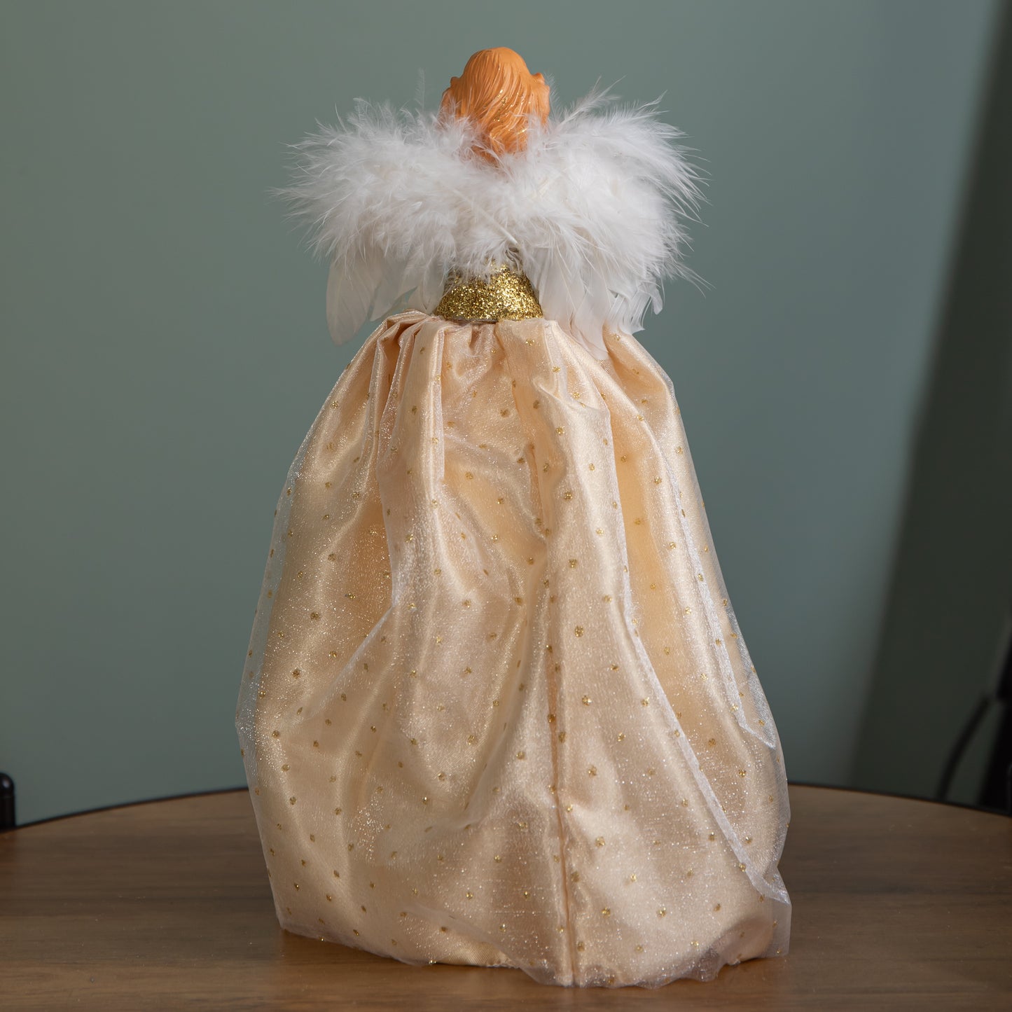 25cm Christmas Angel Tree Topper Decoration with Feather Wings in Gold