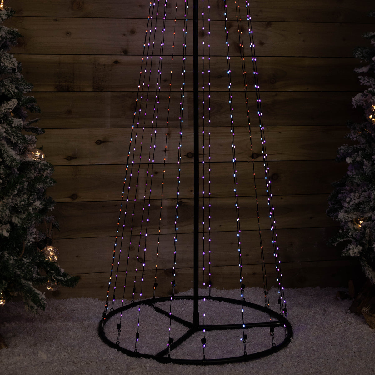 2.5m Light up Christmas Pyramid Cone Tree with 835 Multi-Action Rainbo ...
