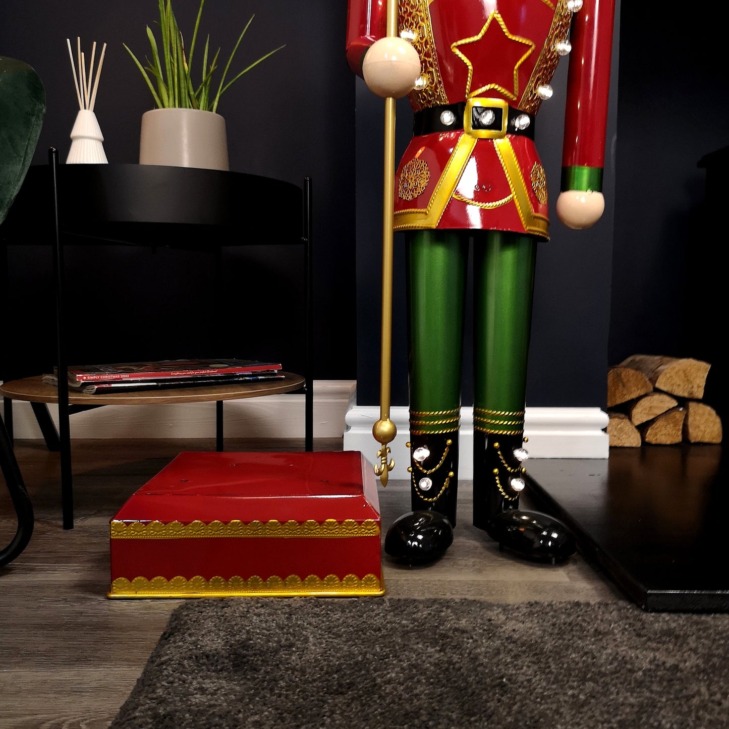 119cm Light Up Nutcracker Soldier LED Christmas Metal Ornament Home Decoration