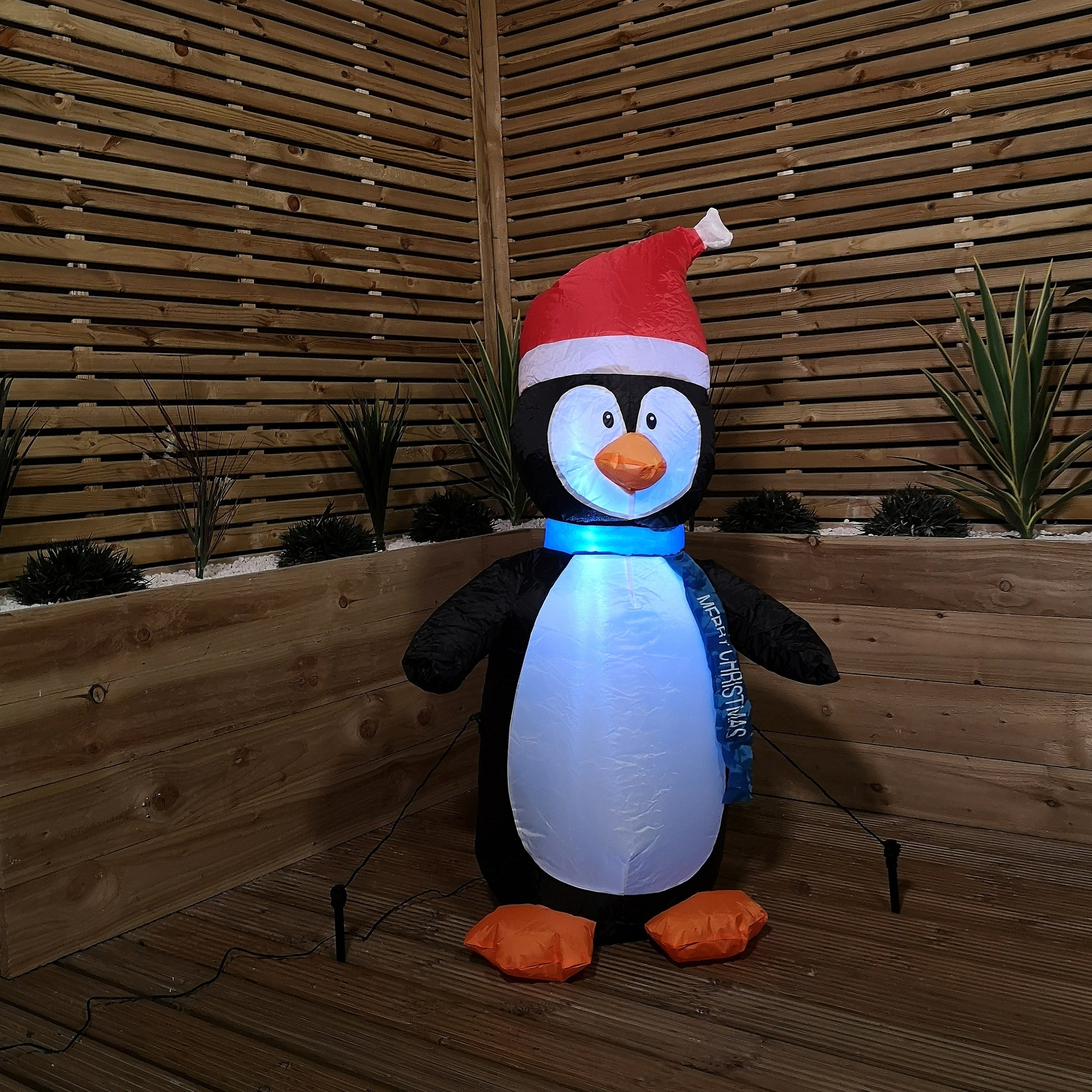 1.2m Premier Christmas LED Inflatable Outdoor Penguin with Santa Hat and Scarf