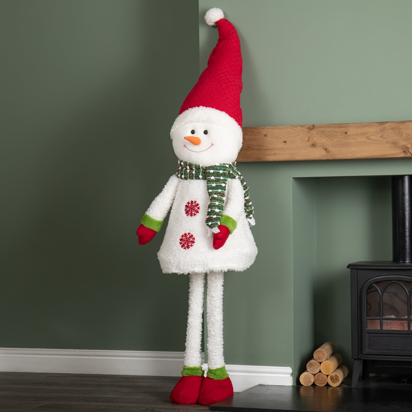 1.8m Tall Extendable Plush Snowman Decoration with Telescopic Legs