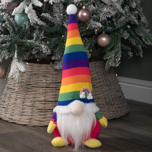45cm Sitting Plush Christmas Gonk Decoration in Rainbow