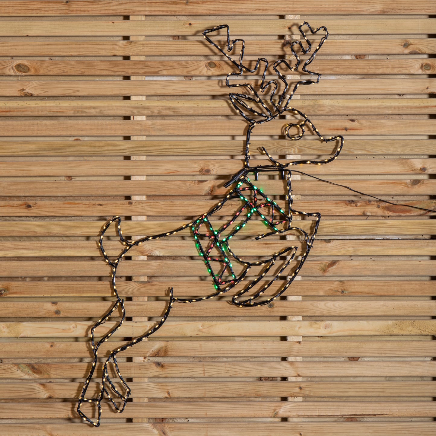 1.1m x 73cm Light up Prancing Christmas Reindeer with 350 Multi-Coloured LEDs