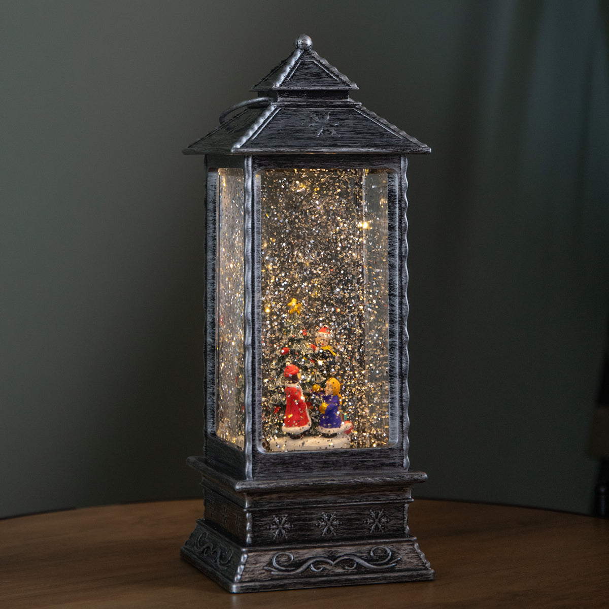27cm Glitter Water Spinner Lantern - Pick Choir or Tree. Warm White LED