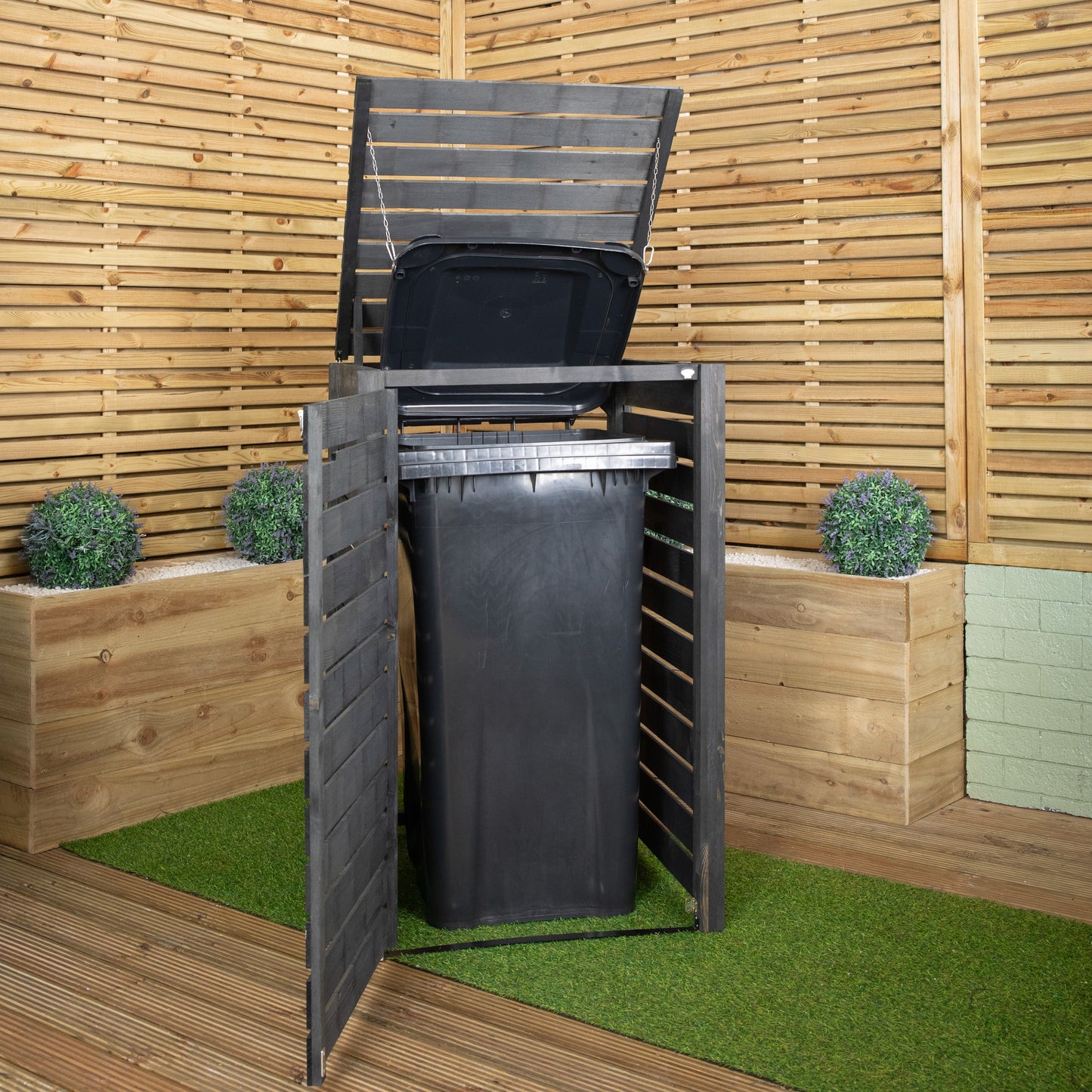 81cm x 1.16m Outdoor Wooden Garden Wheelie Bin Store Storage for 1 Bin in Anthracite