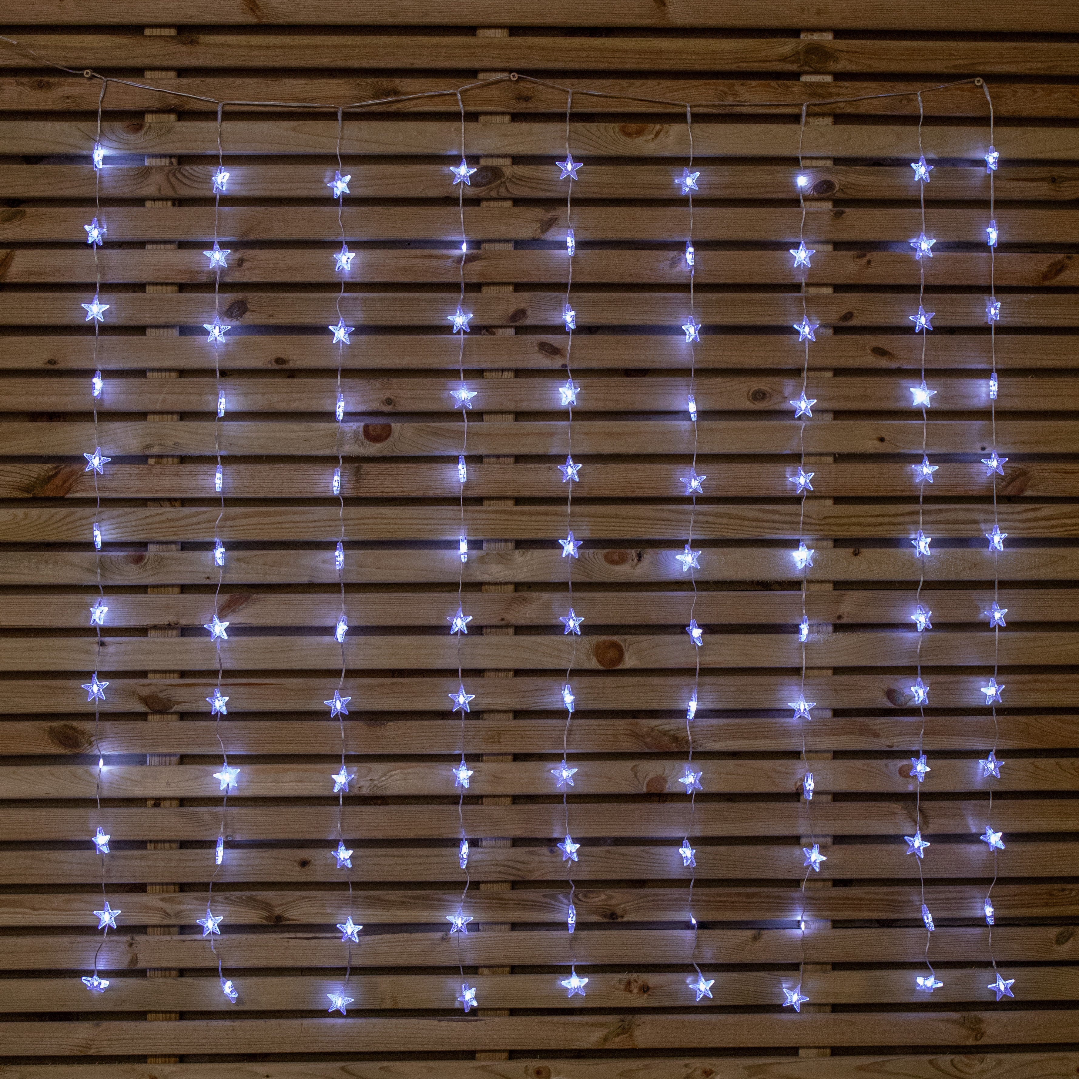 1.2 x 1.2m Light up Christmas Star Curtain Lights with 108 White LEDs