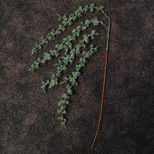 96cm Green Glitter Frosted Mini Leaf Wispy Christmas Stem Decoration