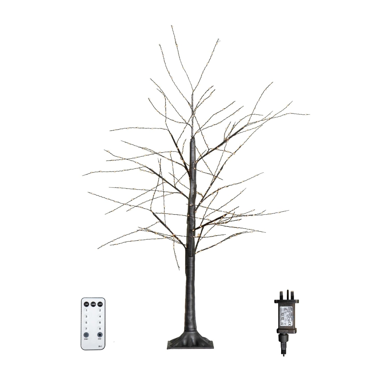 Factory Seconds: 4ft (1.2m) Tall Light up Black Micro Dot Christmas Tree with 400 Warm White LEDs and Remote Control