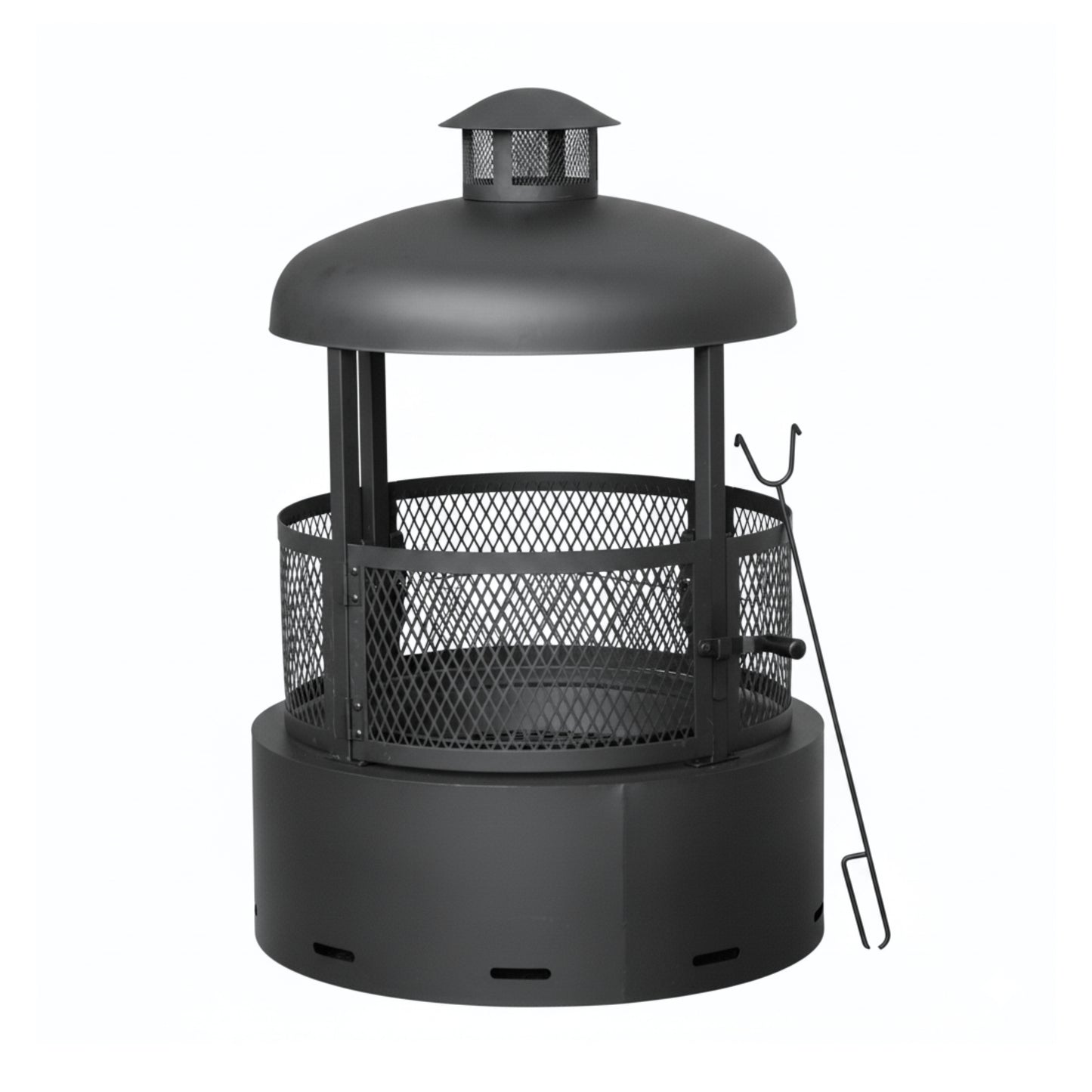 80cm Black Steel Firedancer Chiminea Fire Pit with Fire Poker