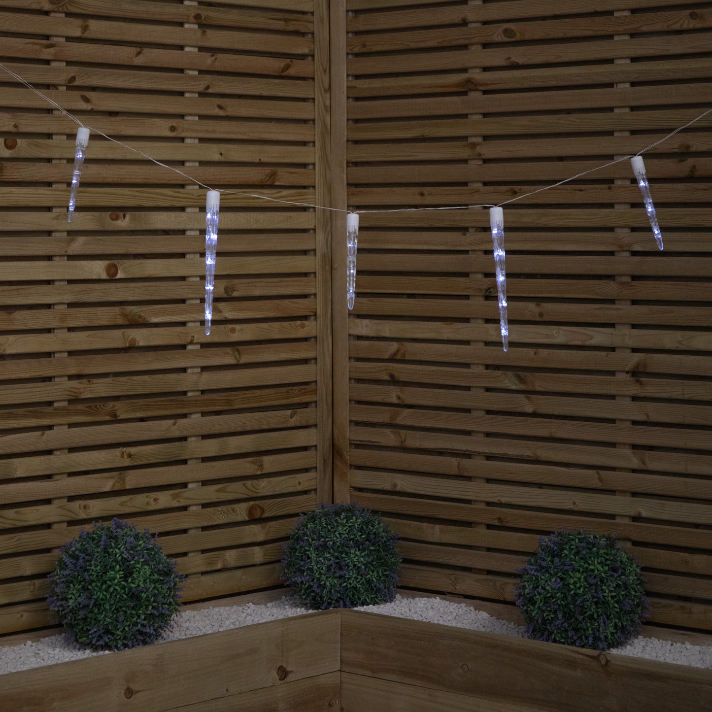 2.7m Set of 10 Battery Operated In-Lit Christmas Icicle Lights with 40 Cool White LEDs
