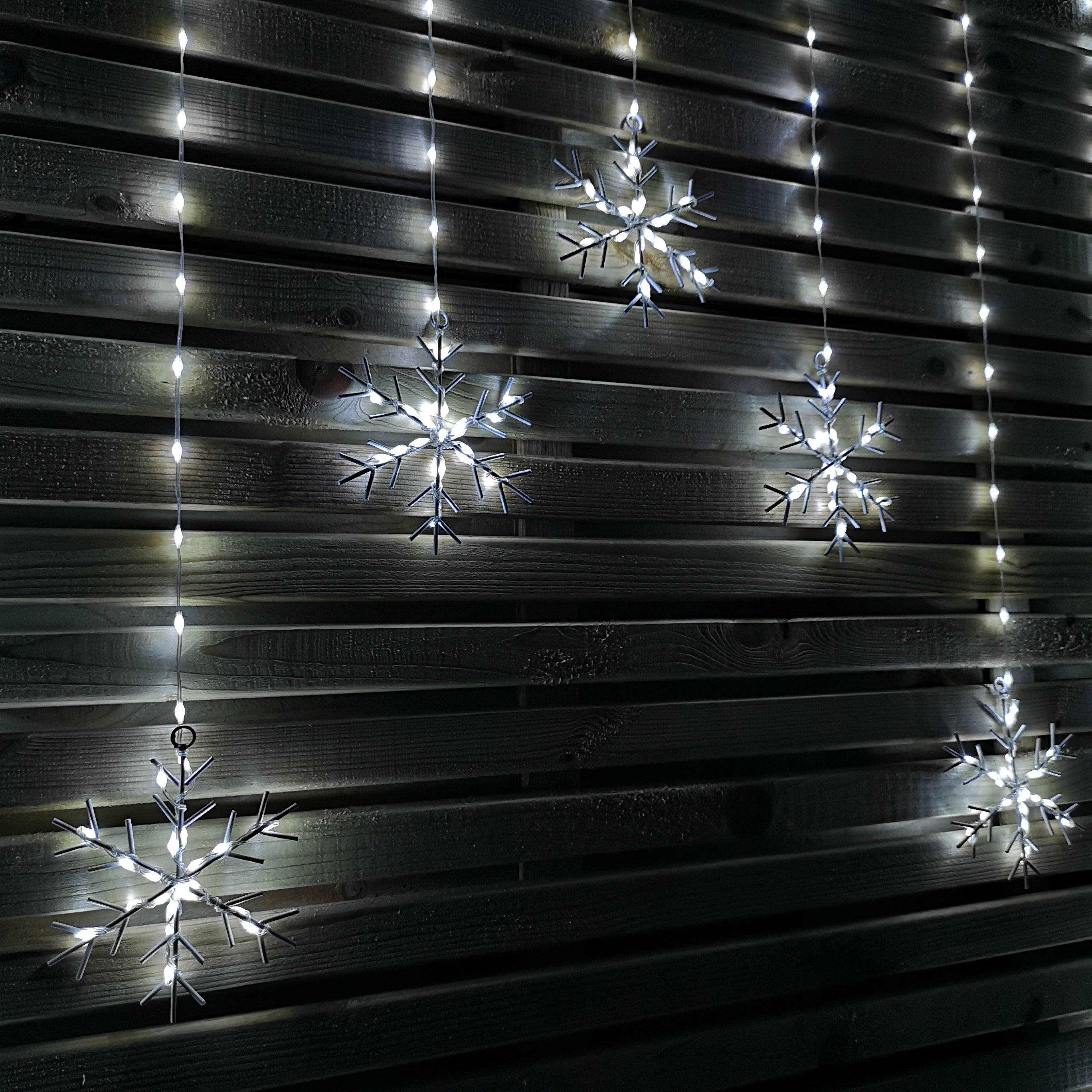1.2m LED Snowflake Curtain Lights Christmas Decorations in Cool White
