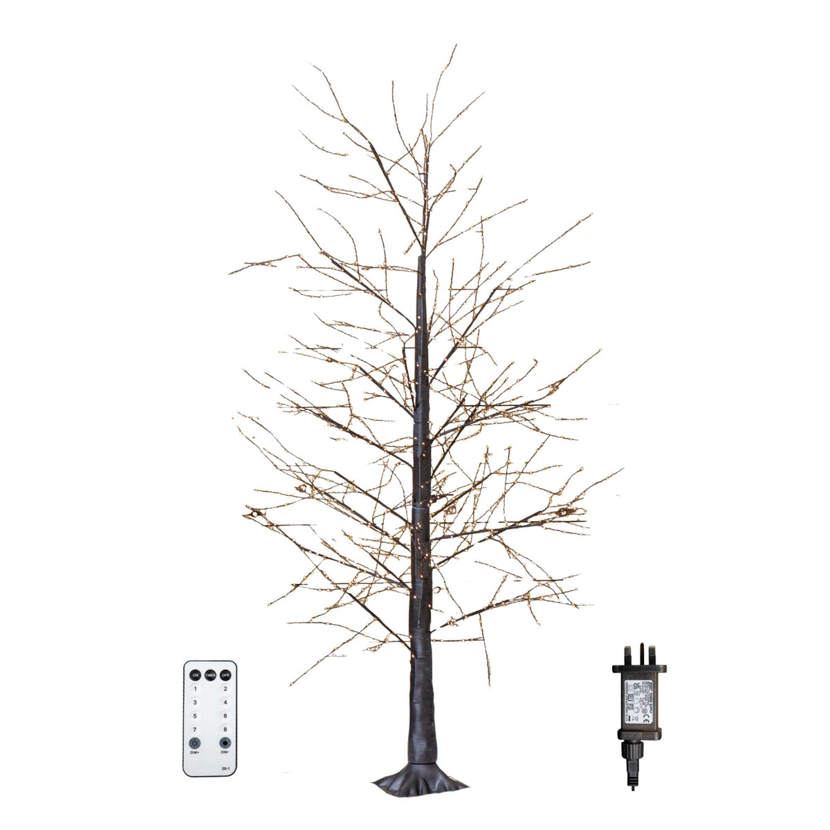 6ft (1.8m) Tall Light up Black Micro Dot Christmas Tree with 1100 Warm White LEDs and Remote Control