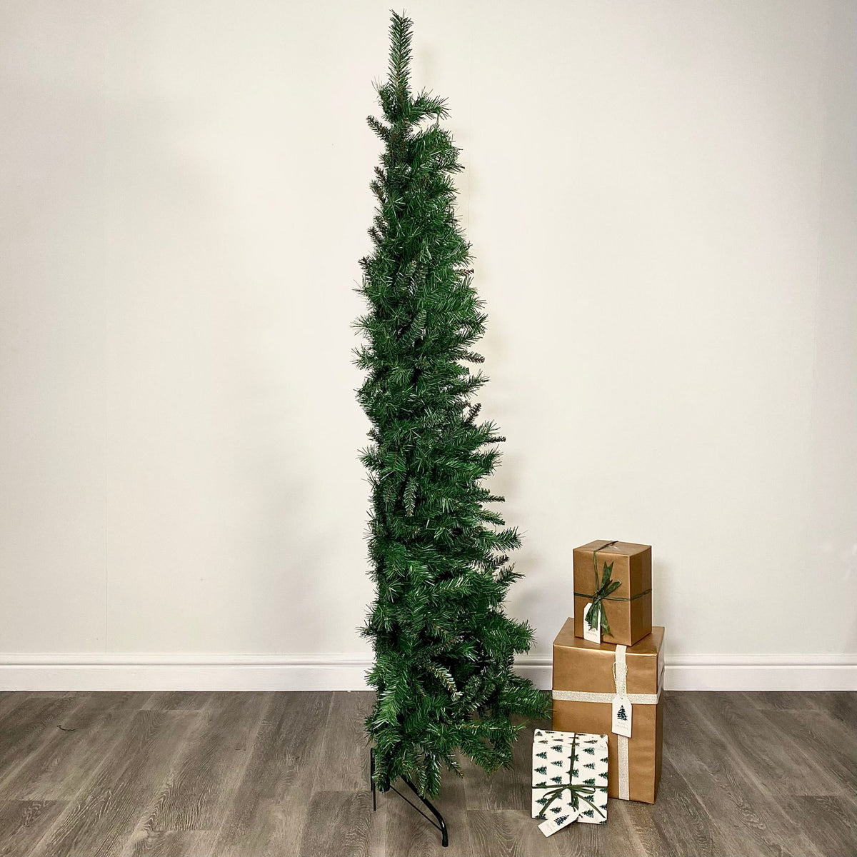6.5ft (2m) Dual Purpose Corner and Half Wall Artificial Plain Green Christmas Tree