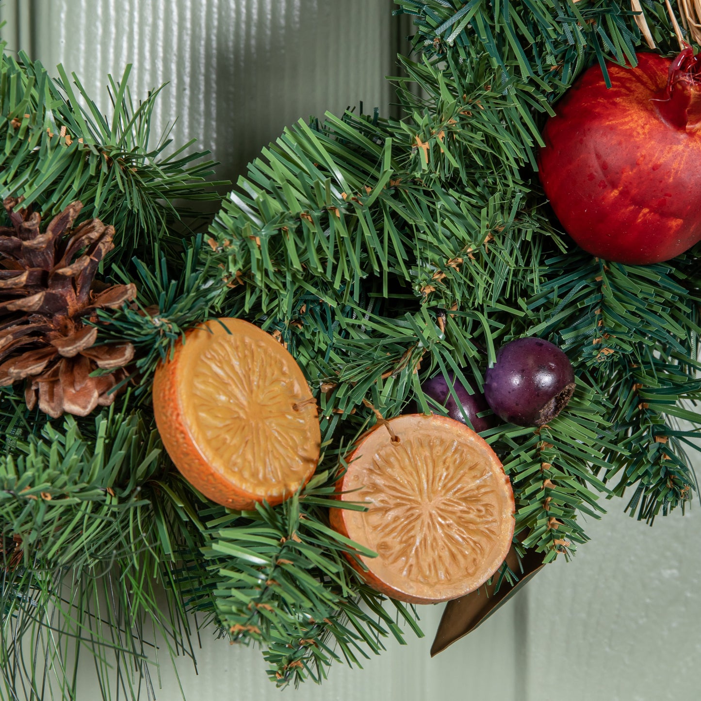 40cm Festive Spice Christmas Wreath with Pinecones and Faux Dried Fruit