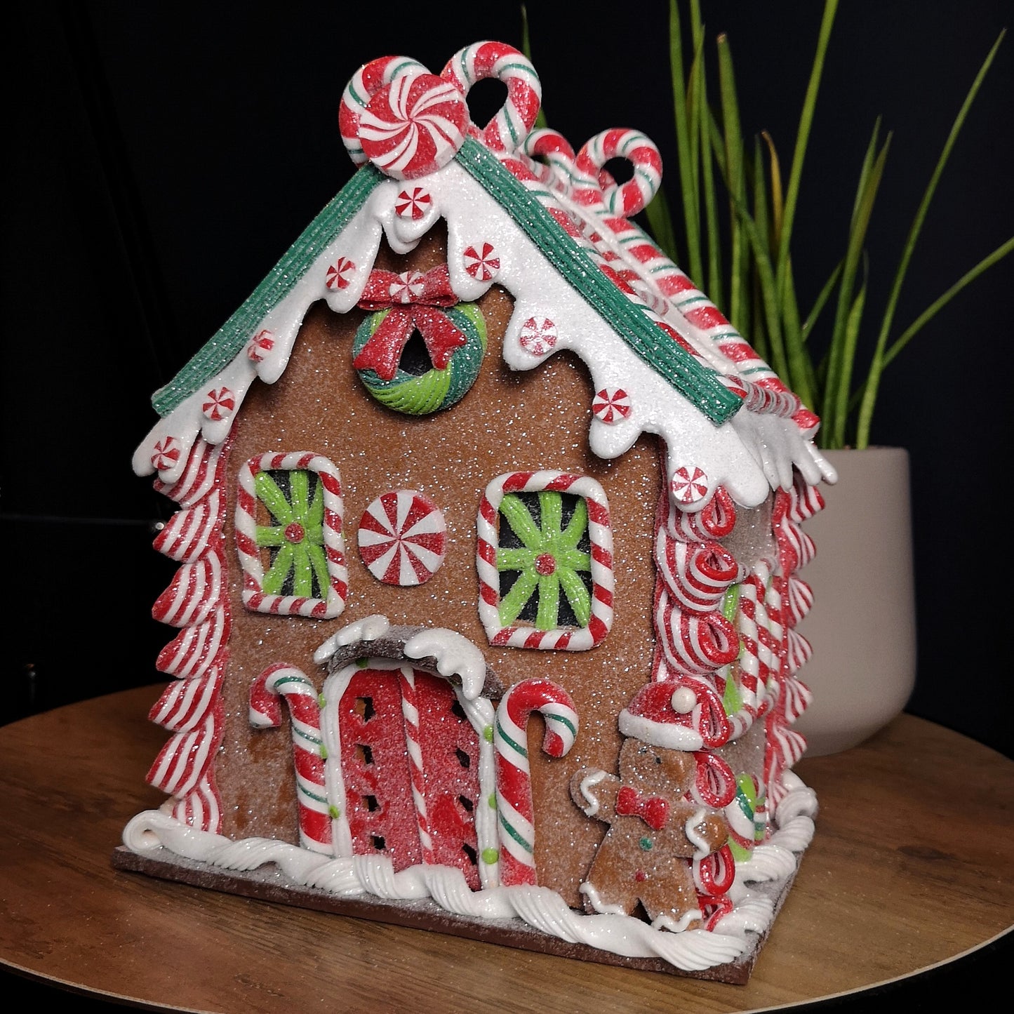 23cm Battery Operated LED Christmas Gingerbread Candy Chalet Decoration