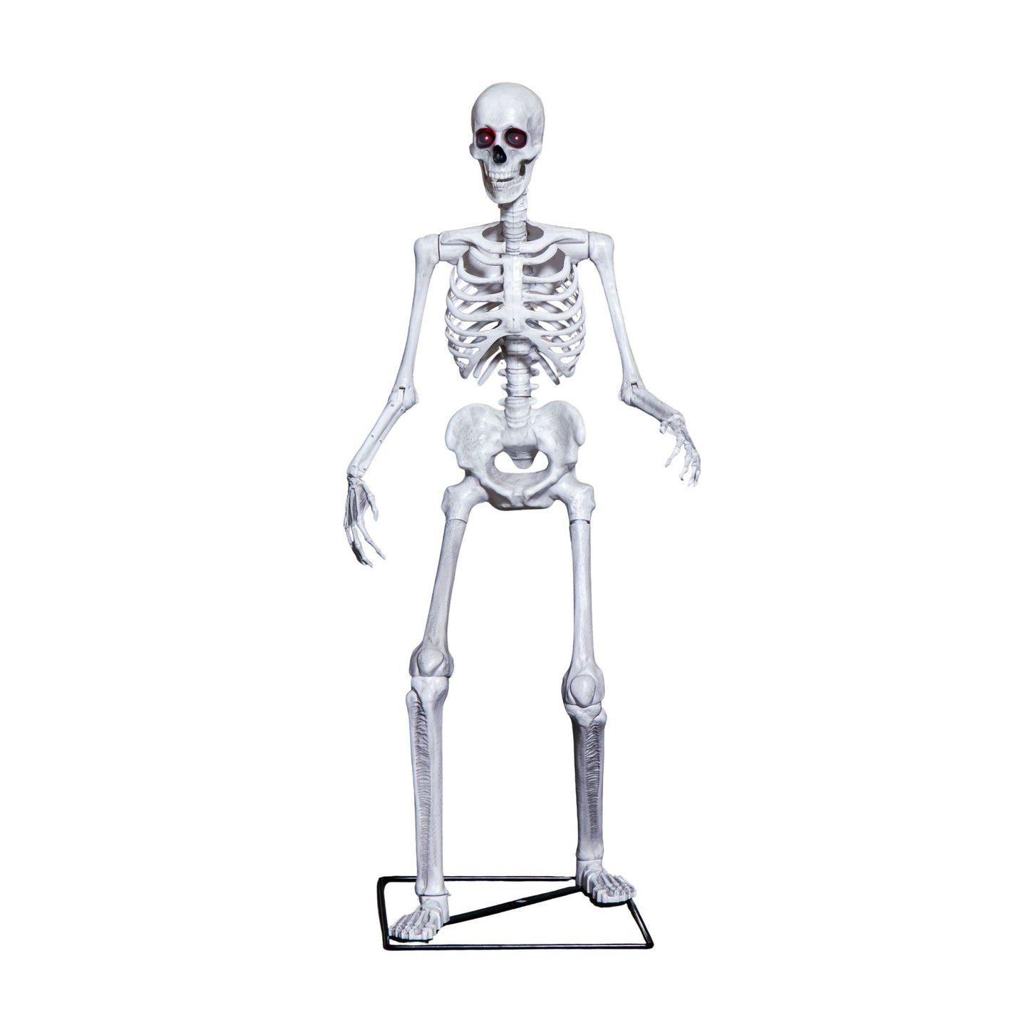5ft (1.5m) Full Body Halloween Standing Skeleton with Posable Joints & Red LED Eyes