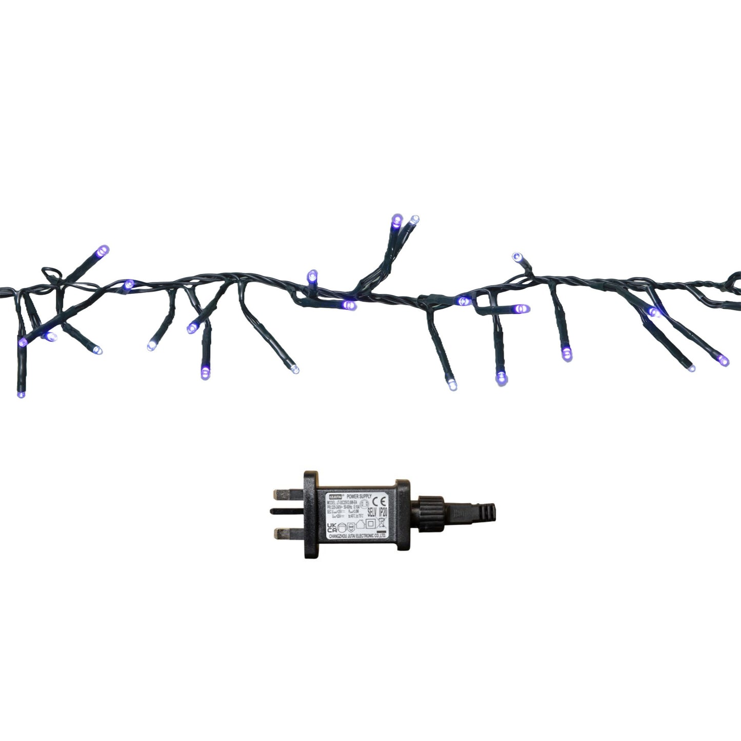 18.5m 1440 LED Christmas Cluster Multi-Action String Lights with Timer in Blue, Purple & White