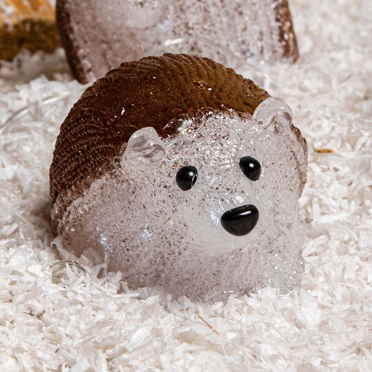 Factory Seconds: Set of 5 Battery Operated Brown Acrylic Christmas Hedgehogs with Cool White LEDs