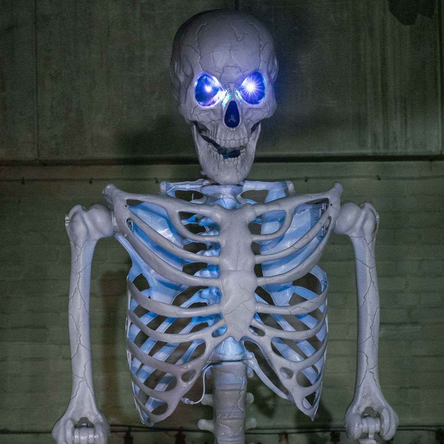10ft (3m) Posable Full Body Skeleton Halloween Decoration with Movable Arms and LED Eyes