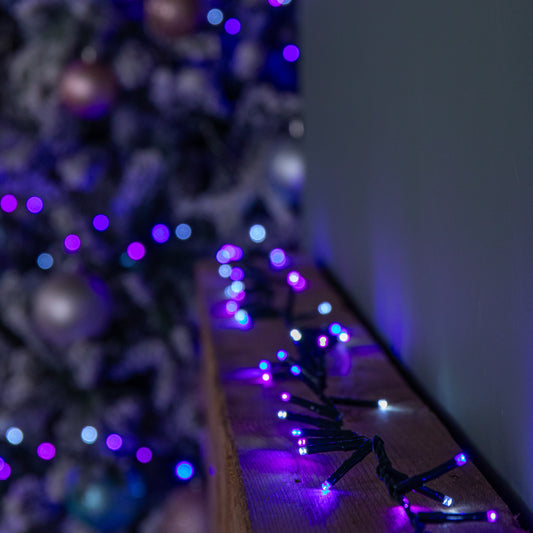 50m 2000 LED TreeBrights Christmas String Lights with Timer in Blue, White & Purple