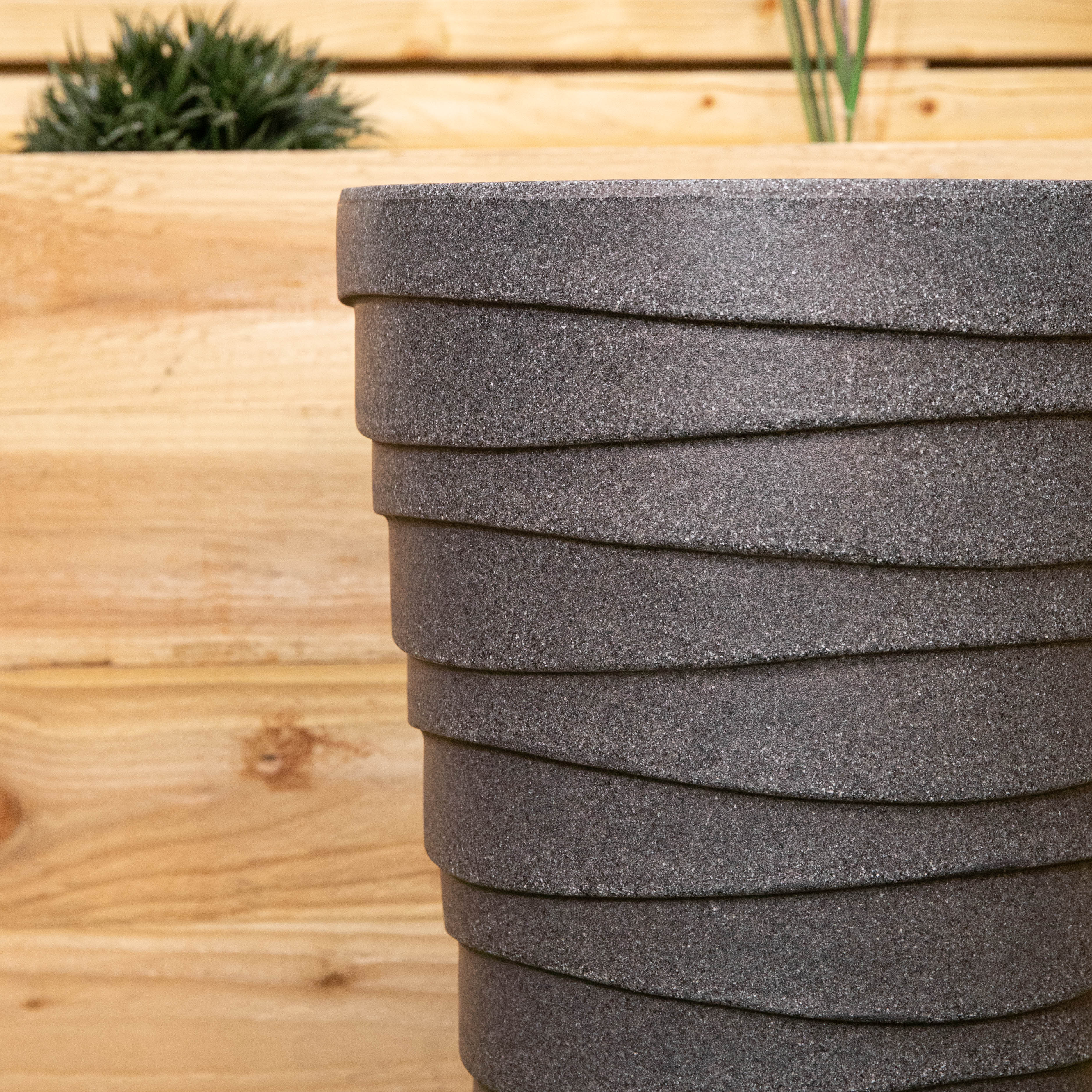 56cm Medium Round Grey Garden Patio Trojan Plant Pot