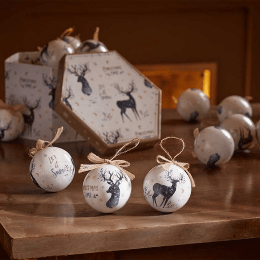 Set of 14 Traditional Vintage Christmas Stags Tree Baubles