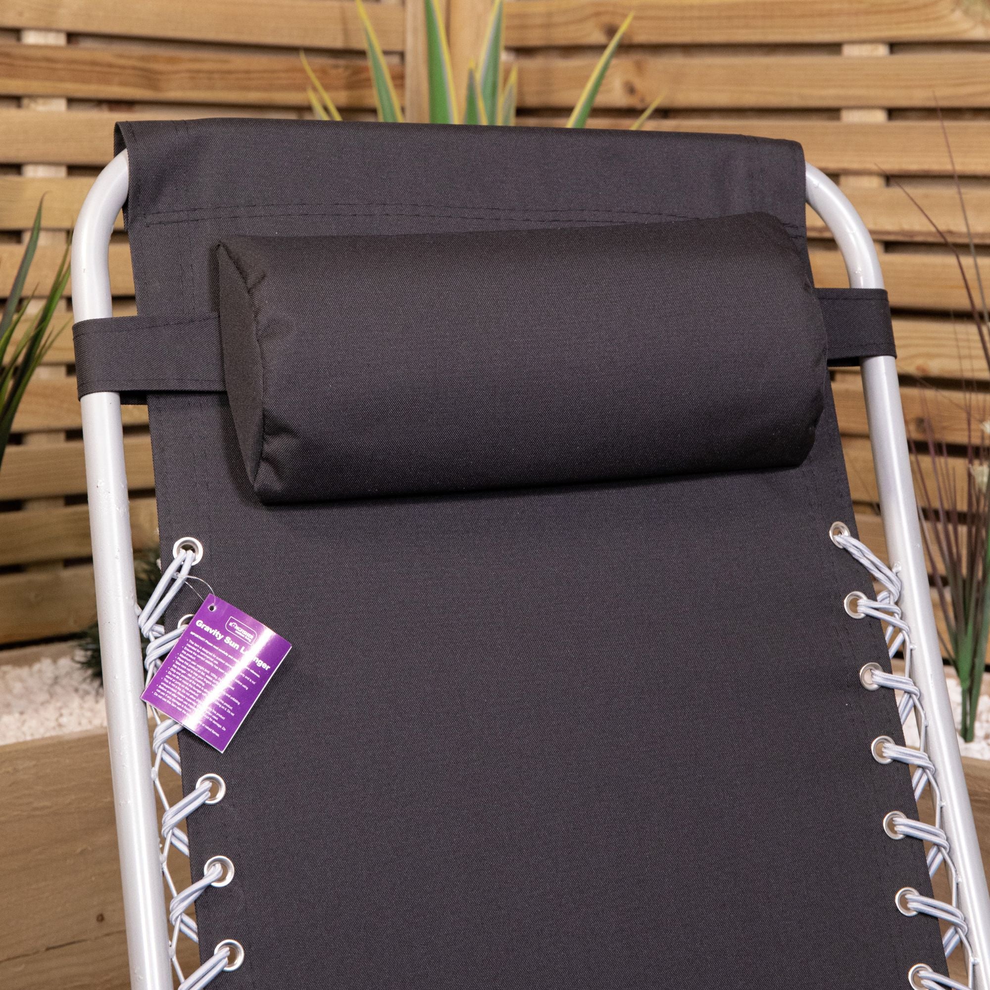 Multi Position Garden Gravity Relaxer Chair Sun Lounger in Black & Silver