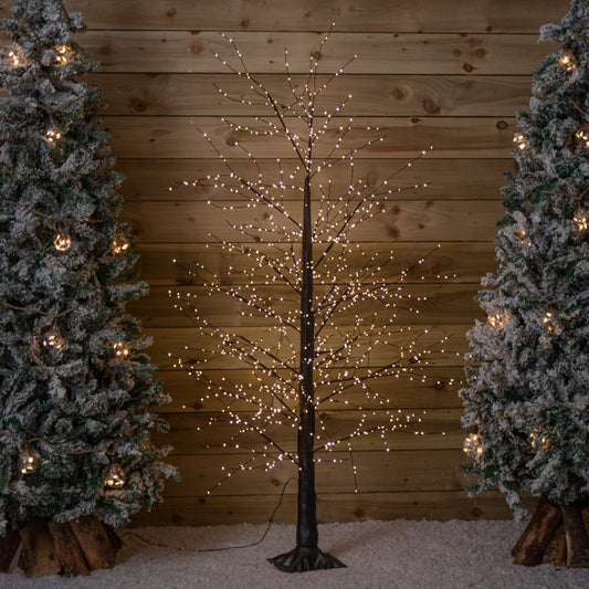 Factory Seconds: 6ft (1.8m) Tall Light up Black Micro Dot Christmas Tree with 1100 Warm White LEDs and Remote Control