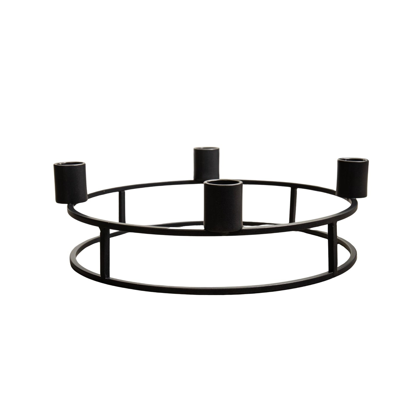 25cm Black Metal Taper Candle Ring Holder