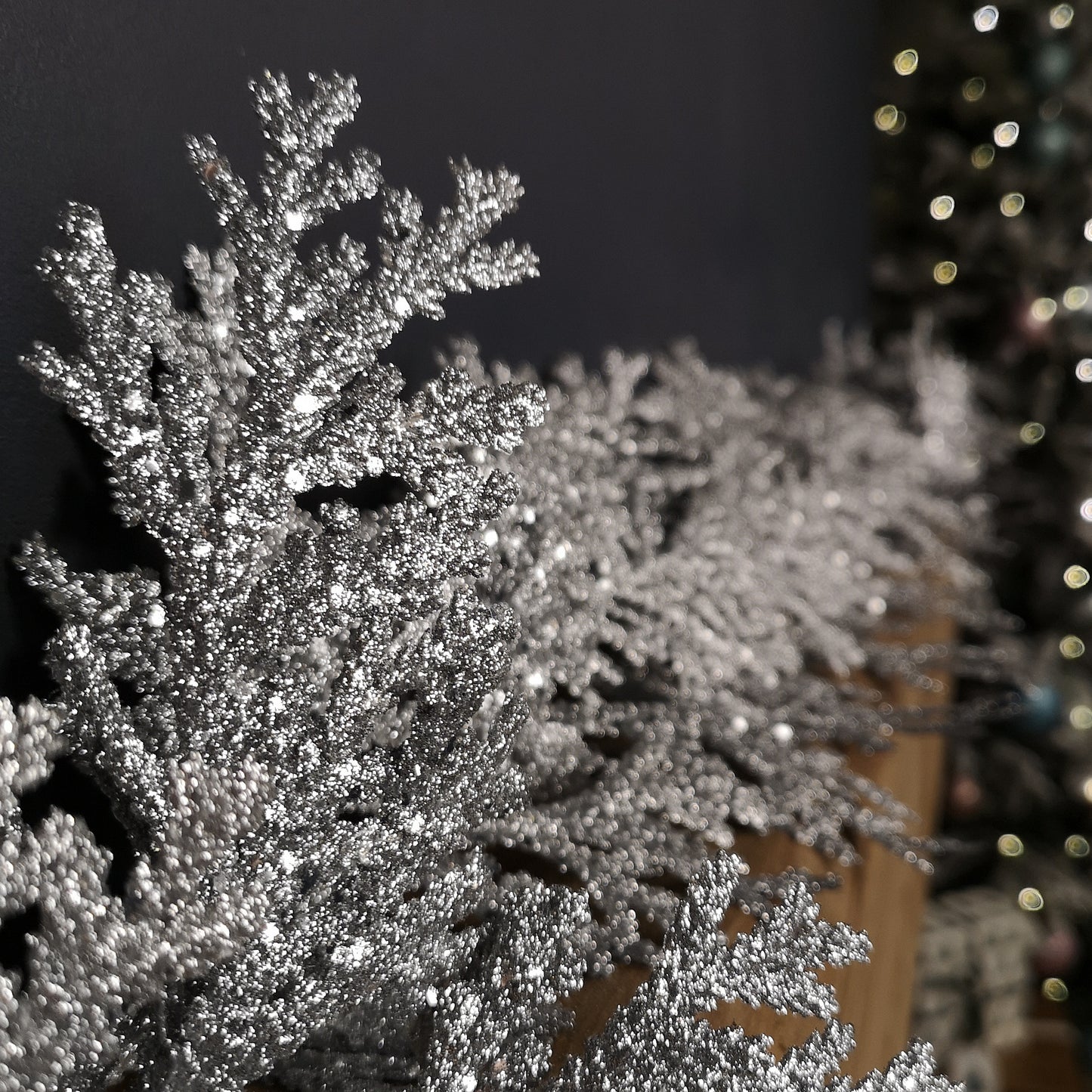 1.8m Silver Glitter Cedar Leaf Garland Christmas Decoration