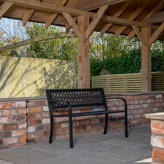 Factory Seconds: Keswick 2 Seater Outdoor Modern Lattice Design Metal Garden Patio Bench