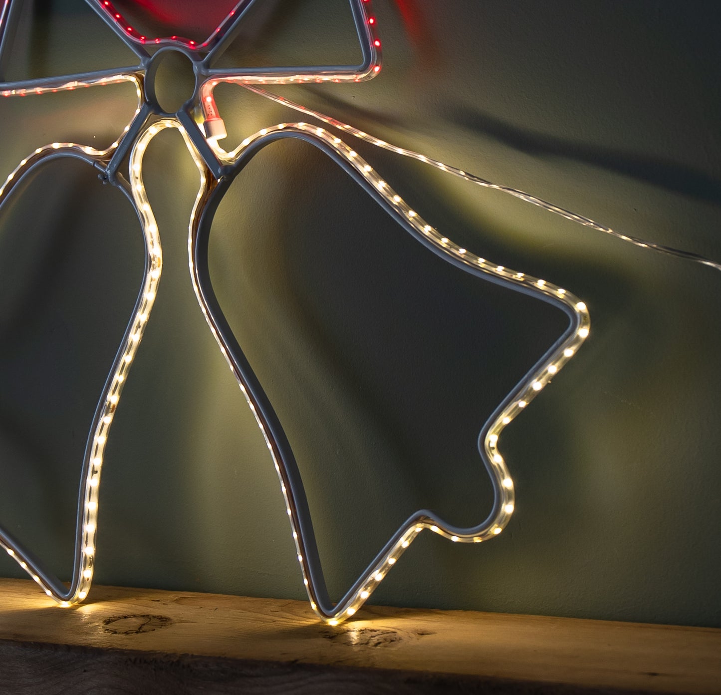 43cm x 32cm Light up Hanging Christmas Double Bell Silhouette with 196 LEDs