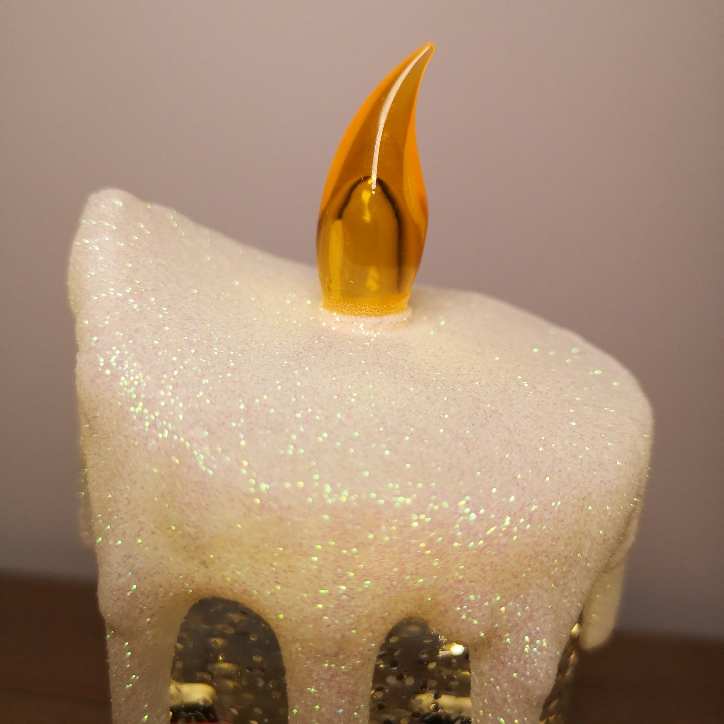 25cm Snowtime Indoor Battery Operated LED Water Candle Stick Spinner with Snowman Scene