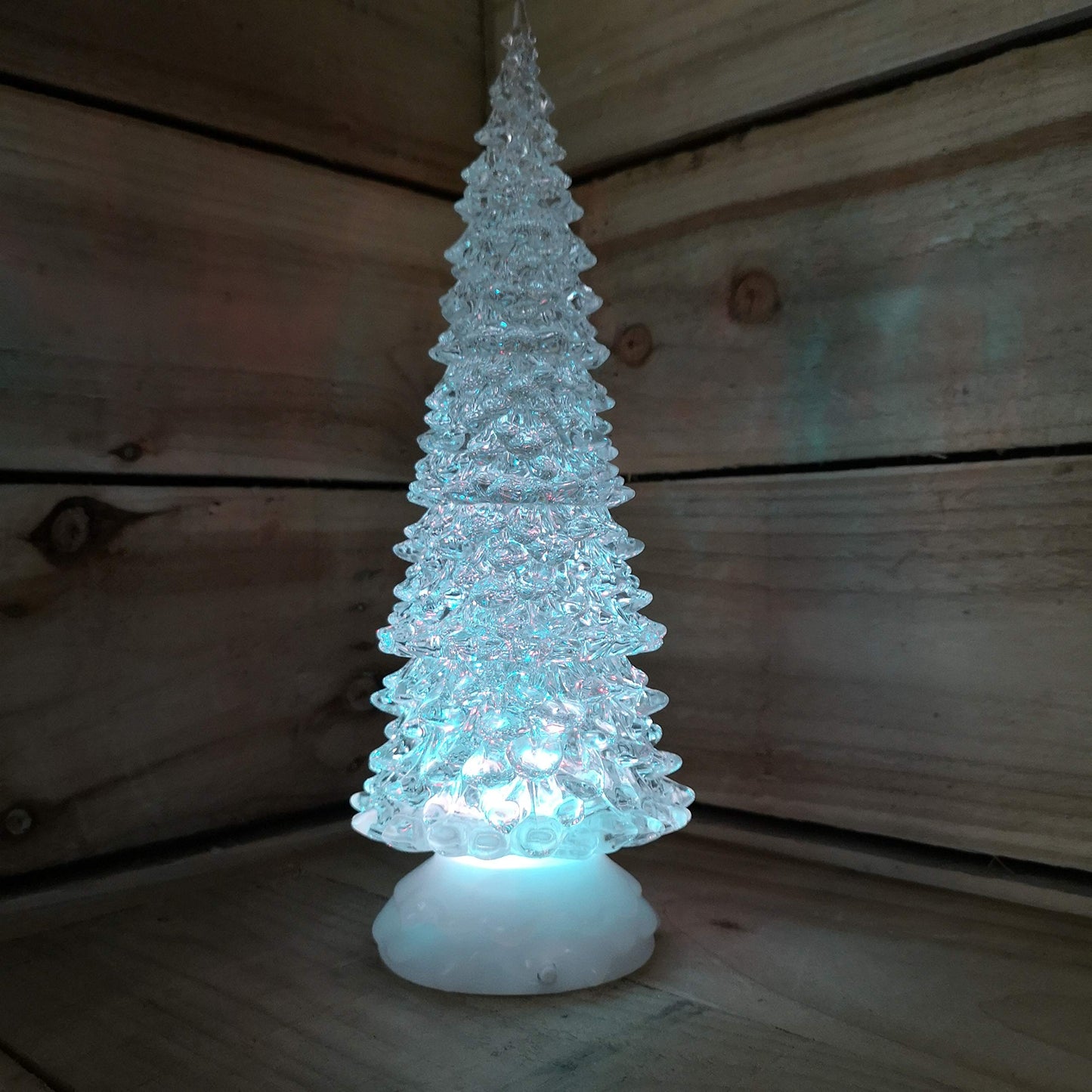 Factory Seconds: 32cm Dual Power LED Christmas Glitter Water Spinner Colour Changing Tree